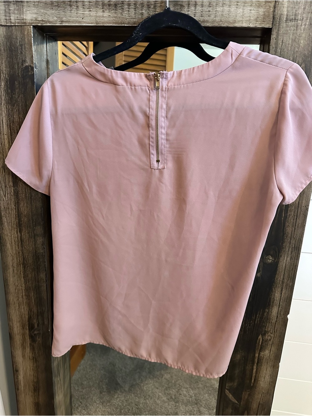Pink Rose Blush Pink Twist Front Blouse Size Medium Office Business Casual - Picture 2 of 4